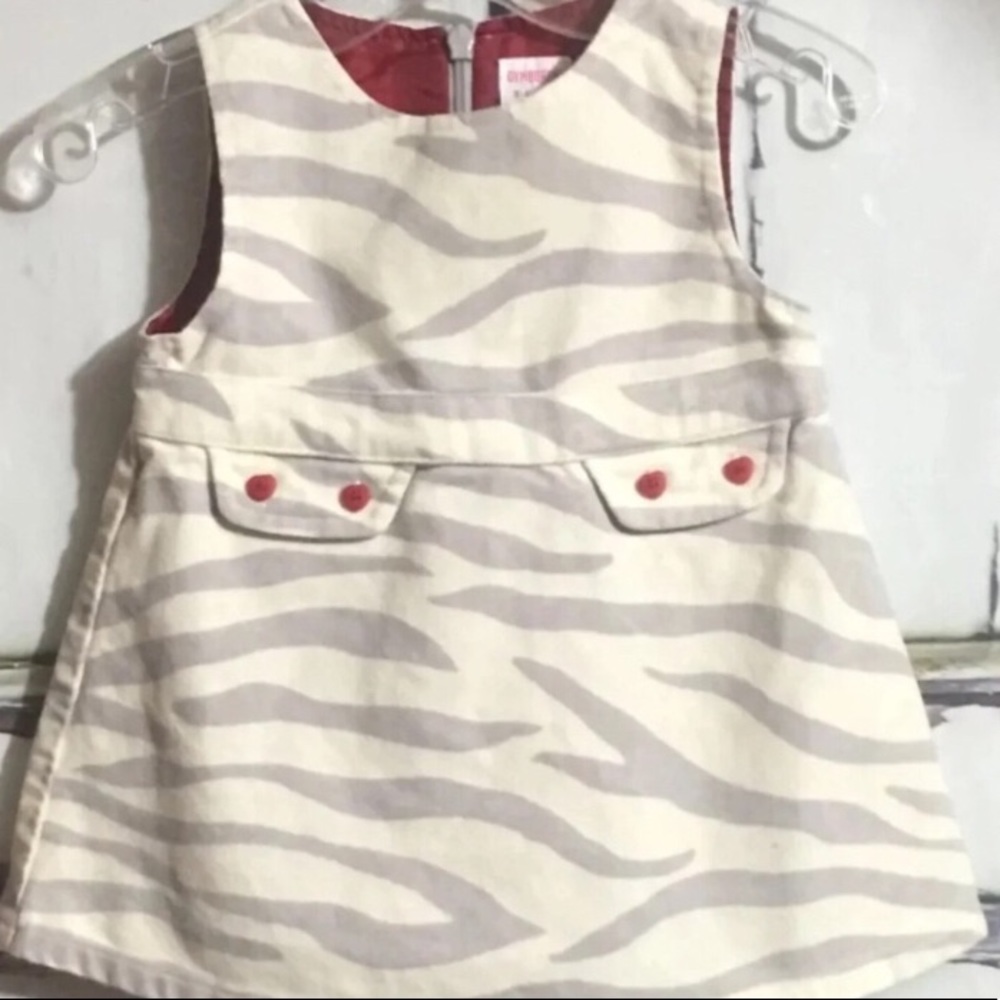 Gymboree Tiger Love Gray Stripe Girls Vintage Jumper Dress 3-6 month - Picture 3 of 3